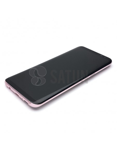 Pantalla con marco Samsung Galaxy S8 Plus rosa en perspectiva. GH97-20470E y GH97-20564E