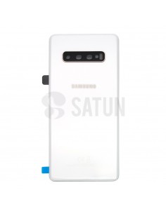 Tapa de batería Samsung Galaxy S10 Plus blanco ceramico frontal. GH82-18867B