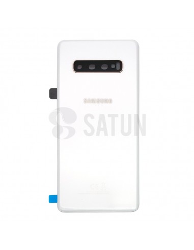 Tapa de batería Samsung Galaxy S10 Plus blanco ceramico frontal. GH82-18867B
