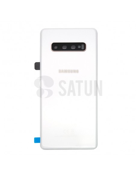 Tapa de batería Samsung Galaxy S10 Plus blanco ceramico frontal. GH82-18867B