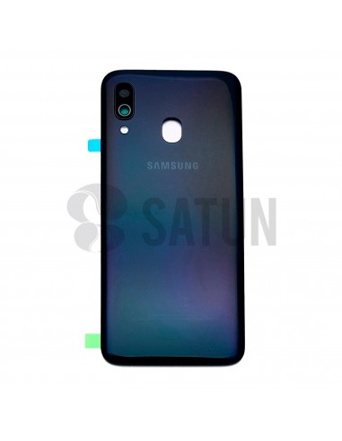 Tapa de batería Samsung Galaxy A40 negro frontal. GH82-19406A