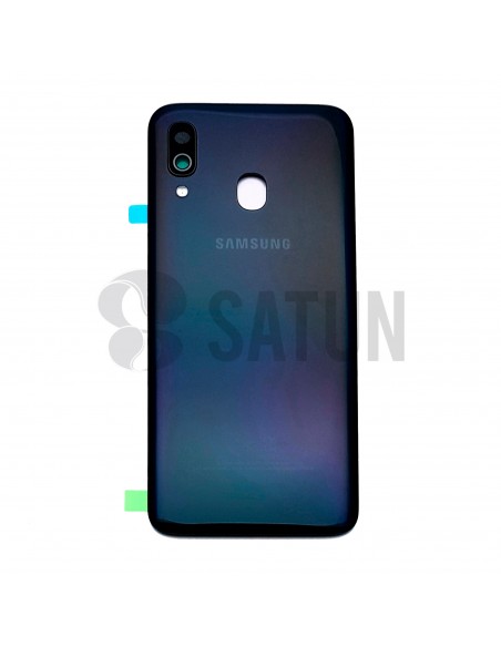 Tapa de batería Samsung Galaxy A40 negro frontal. GH82-19406A