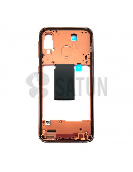 Carcasa intermedia Samsung Galaxy A40 coral posterior. GH97-22974D