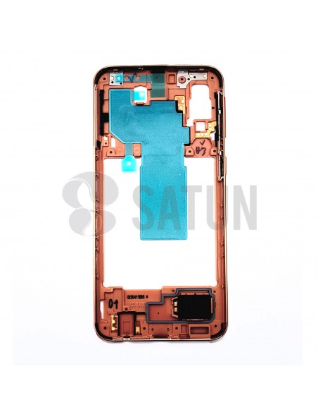 Carcasa intermedia Samsung Galaxy A40 coral frontal. GH97-22974D