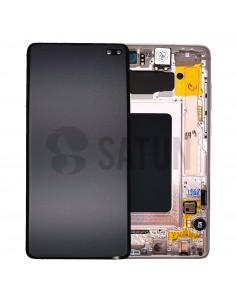 Pantalla con marco Samsung Galaxy S10 plus blanco cerámico frontal. GH82-18834J y GH82-18849J