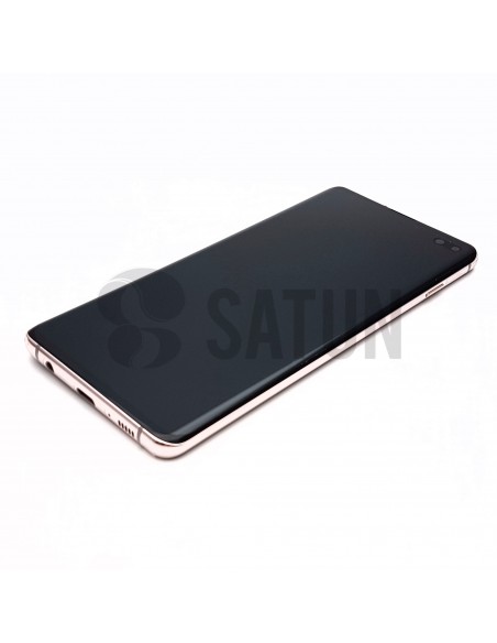 Pantalla Samsung Galaxy S10 plus blanco cerámico perspectiva. GH82-18834J y GH82-18849J