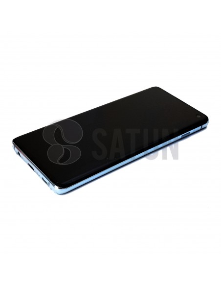 Pantalla Samsung Galaxy S10 azul perspectiva. GH82-18835C