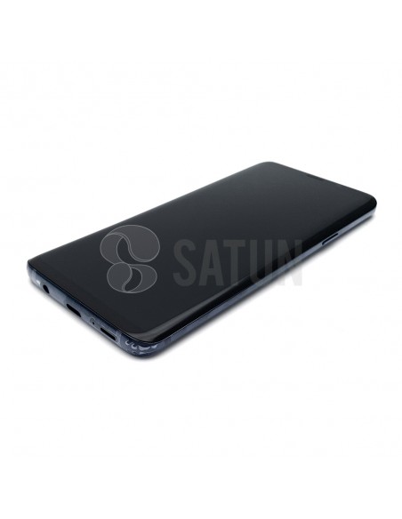 Pantalla con marco Samsung Galaxy S9 Plus gris en prespectiva. GH97-21691C y GH97-21692C