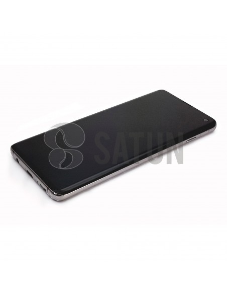 Pantalla Samsung Galaxy S10 negro perspectiva. GH82-18835A