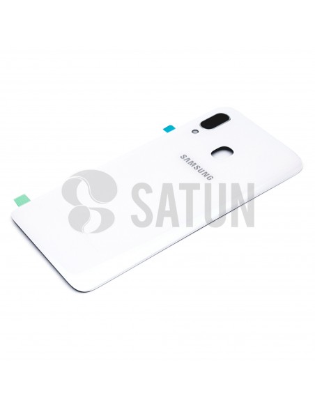 Tapa de batería Samsung Galaxy A40 blanco perspectiva. GH82-19406B