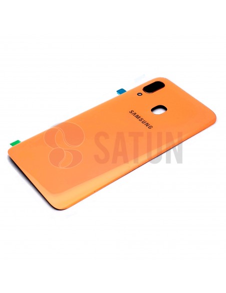 Tapa de batería Samsung Galaxy A40 coral perspectiva. GH82-19406D