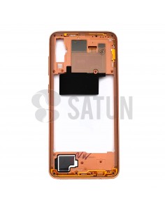 Carcasa intermedia Samsung Galaxy A70 naranja perspectiva. GH97-23445D 2