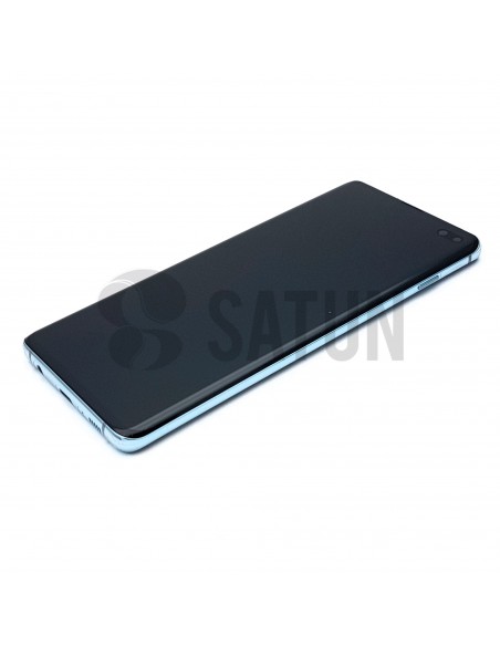 Pantalla Samsung Galaxy S10 plus azul perspectiva. GH82-18834C y GH82-18849C.