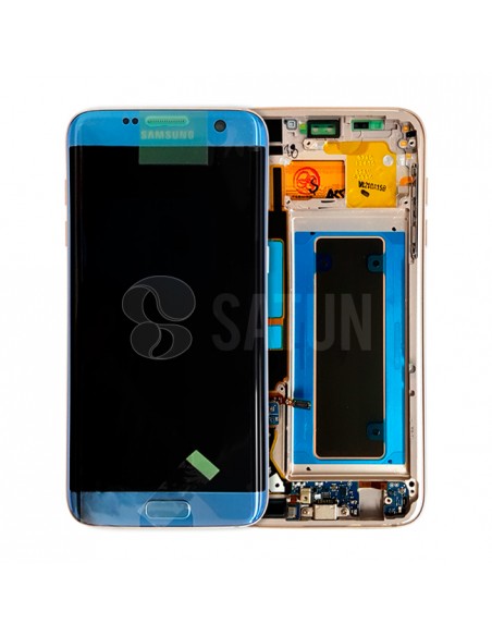 Pantalla con marco Samsung Galaxy S7 Edge azul. GH97-18533G y GH97-18767G
