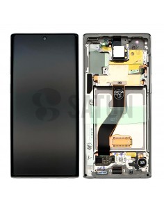 Pantalla con marco Samsung Galaxy Note 10 plata azul. GH82-20818C y GH82-20817C