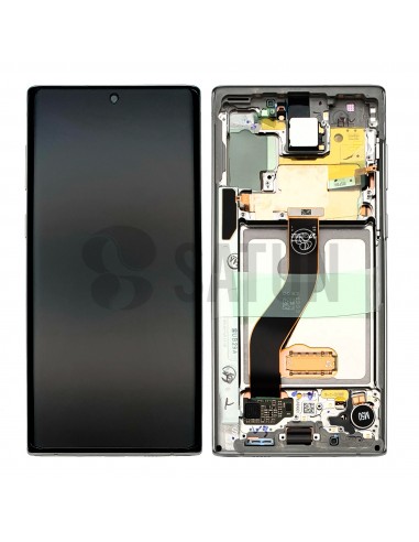 Pantalla con marco Samsung Galaxy Note 10 plata azul. GH82-20818C y GH82-20817C