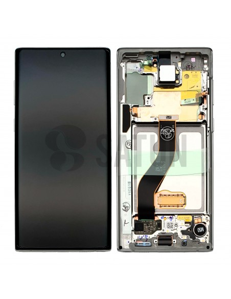 Pantalla con marco Samsung Galaxy Note 10 plata azul. GH82-20818C y GH82-20817C