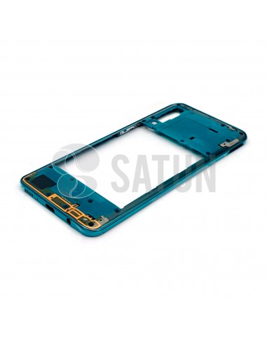GH98-44765B. Carcasa intermedia Samsung Galaxy A30s verde en perspectiva.