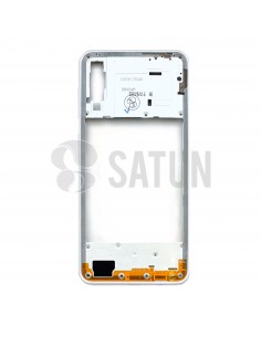 GH98-44765D. Carcasa intermedia Samsung Galaxy A30s blanco en perspectiva. 2